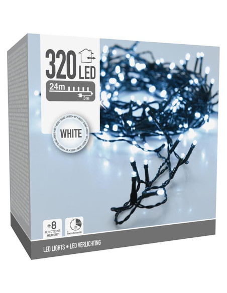 Kerstverlichting 320 led- 24m - wit - Timer - Lichtfuncties - Geheugen - Buiten
