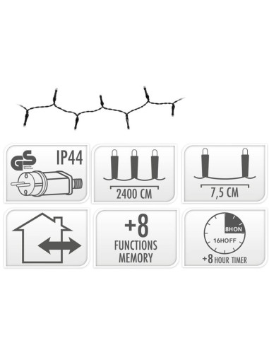 Kerstverlichting 320 led- 24m - wit - Timer -...
