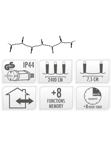 Kerstverlichting 320 led- 24m - wit - Timer - Lichtfuncties - Geheugen - Buiten