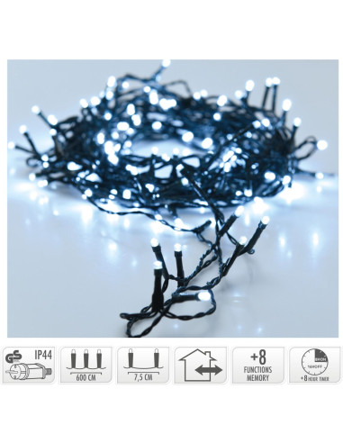 Kerstverlichting 80 led- 6m - wit - Timer -...
