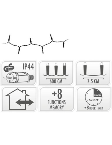 Kerstverlichting 80 led- 6m - wit - Timer -...