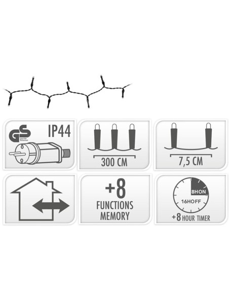 Kerstverlichting 40 led- 3m - multicolor - Timer - Lichtfuncties - Geheugen - Buiten