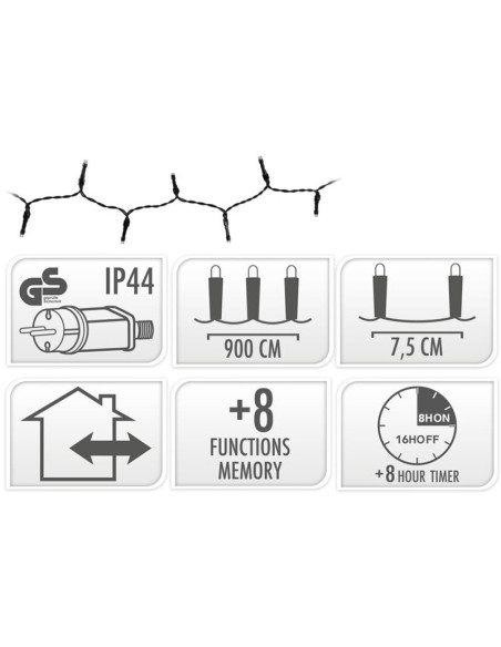 Kerstverlichting 120 led- 9m - multicolor - Timer - Lichtfuncties - Geheugen - Buiten