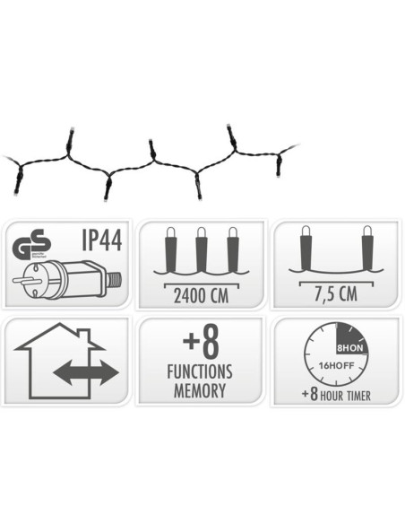 Kerstverlichting 320 led- 24m - multicolor - Timer - Lichtfuncties - Geheugen - Buiten