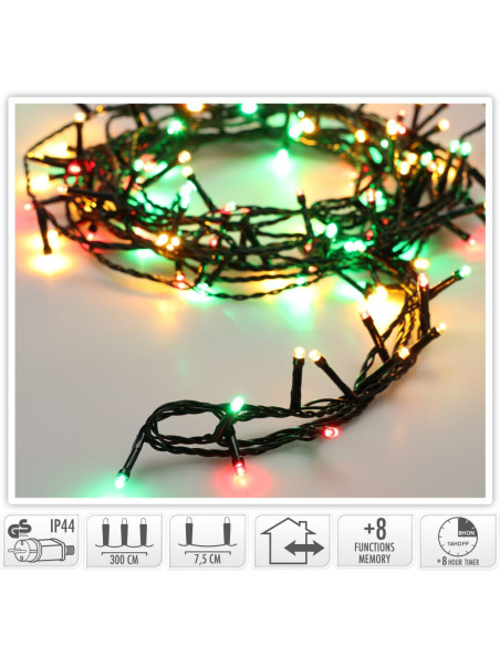 Kerstverlichting 80 led- 6m - three tone traditional - Timer - Lichtfuncties - Geheugen - Buiten