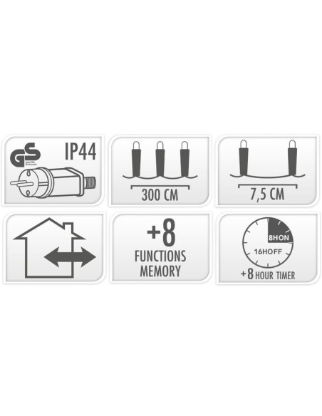 Kerstverlichting 80 led- 6m - three tone traditional - Timer - Lichtfuncties - Geheugen - Buiten