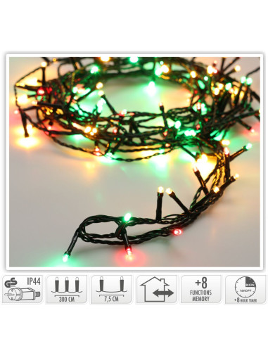 Kerstverlichting 320 led- 24m - three tone...