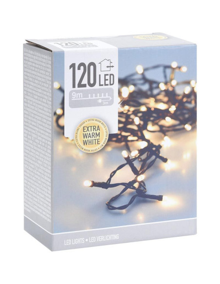 Kerstverlichting 120 led- 9m - extra warm wit - Timer - Lichtfuncties - Geheugen - Buiten