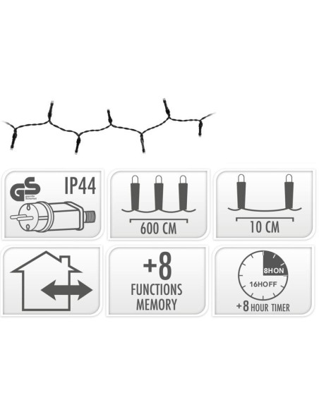 Kerstverlichting 120 led- 9m - extra warm wit - Timer - Lichtfuncties - Geheugen - Buiten