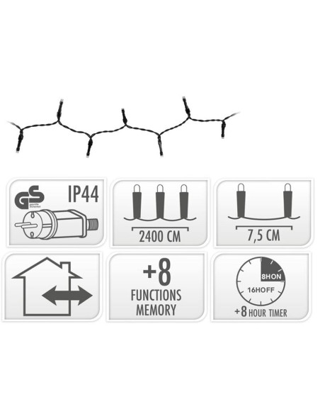Kerstverlichting 320 led- 24m - extra warm wit - Timer - Lichtfuncties - Geheugen - Buiten
