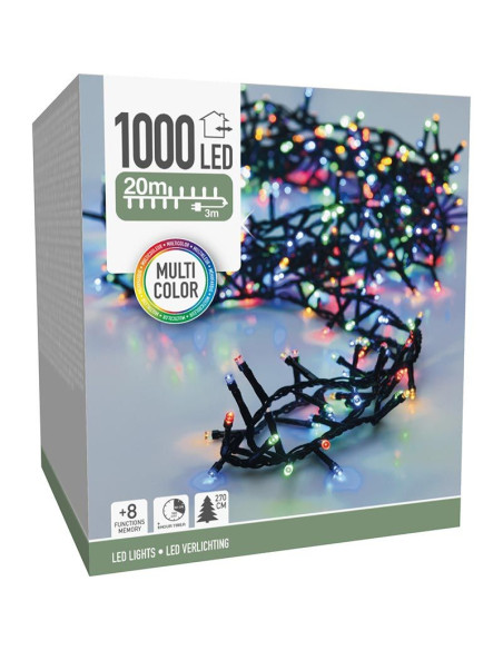 Microcluster - 1000 led - 20m - multicolor - Timer - Lichtfuncties - Geheugen - Buiten