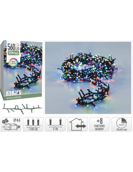 Microcluster - 560 led - 11m - multicolor - Timer - Lichtfuncties - Geheugen - Buiten
