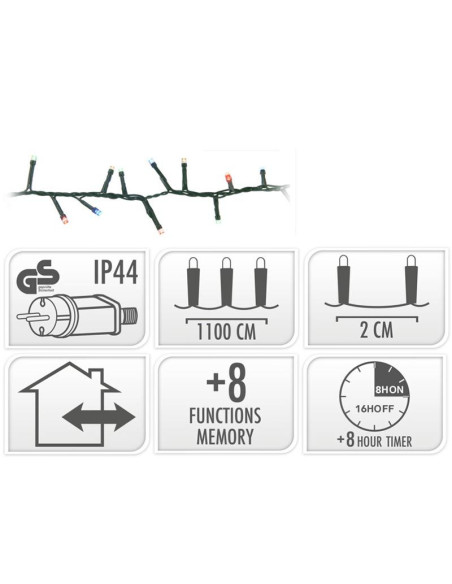 Microcluster - 560 led - 11m - multicolor - Timer - Lichtfuncties - Geheugen - Buiten