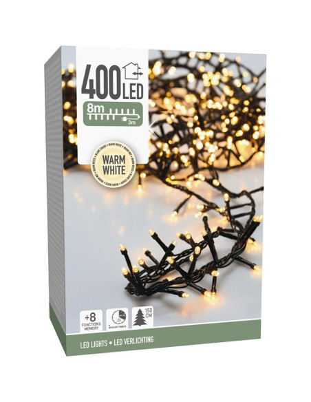Microcluster - 400 led - 8m - warm wit - Timer - Lichtfuncties - Geheugen - Buiten