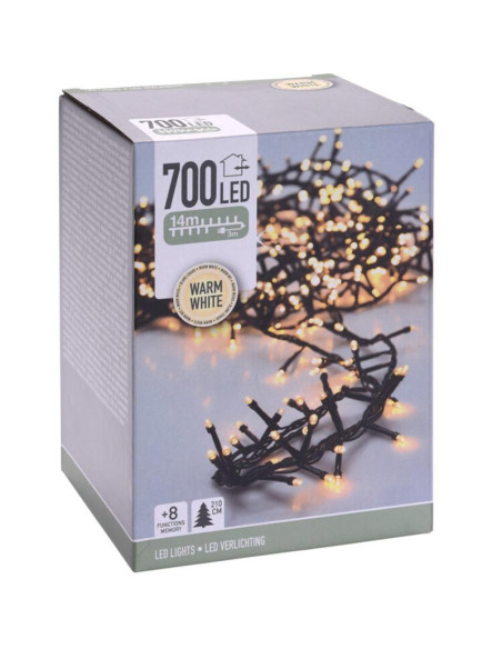 Microcluster - 700 led - 14m - warm wit - Timer - Lichtfuncties - Geheugen - Buiten