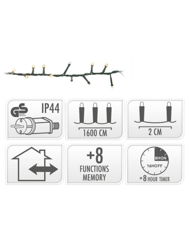 Microcluster - 800 led - 16m - warm wit - Timer...