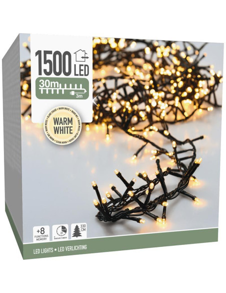 Microcluster - 1500 led - 30m - warm wit - Timer - Lichtfuncties - Geheugen - Buiten