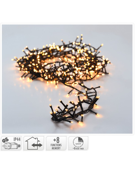 Microcluster - 400 led - 8m - extra warm wit - Timer - Lichtfuncties - Geheugen - Buiten