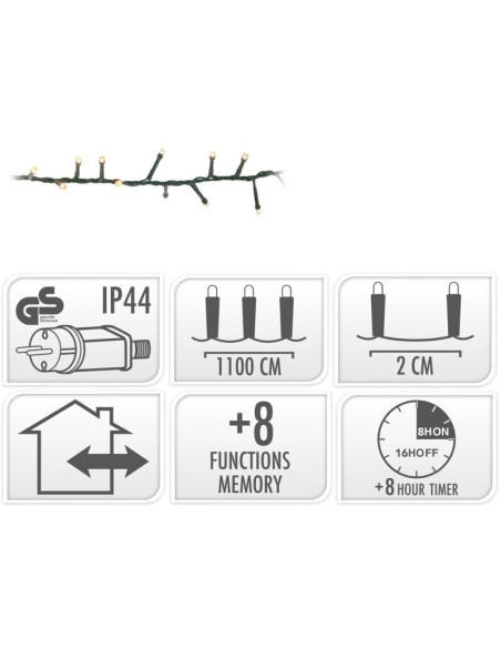 Microcluster - 560 led - 11m - extra warm wit - Timer - Lichtfuncties - Geheugen - Buiten