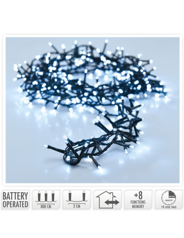 Micro Cluster 200 led - 4m - wit - Batterij -...