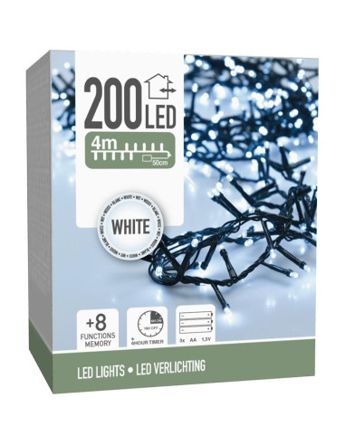 Micro Cluster 200 led - 4m - wit - Batterij -...