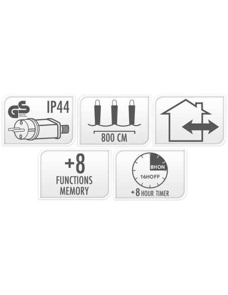 Microcluster - 400 led - 8m - three tone traditional - Timer - Lichtfuncties - Geheugen - Buiten