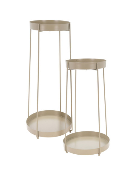 Plantenstandaard - 46 + 58 cm hoogte - taupe - set van 2