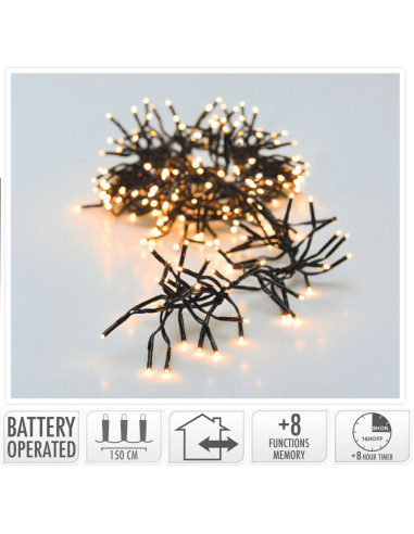 Clusterverlichting 192 led -  1.4m - warm wit -...