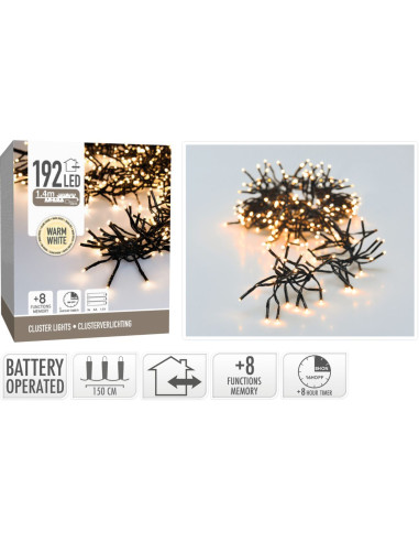 Clusterverlichting 192 led -  1.4m - warm wit -...