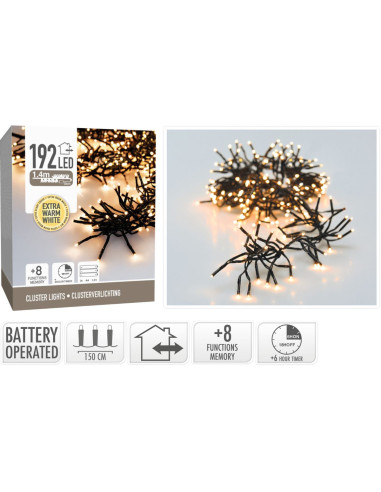 Clusterverlichting 192 led -  1.4m - extra warm...