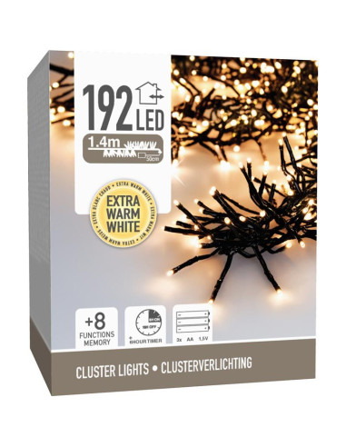 Clusterverlichting 192 led -  1.4m - extra warm...