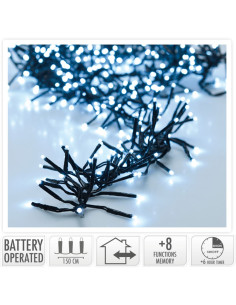 Clusterverlichting 192 led -  1.4m - wit - Batterij -...