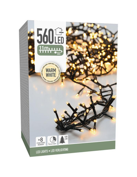 Microcluster - 560 led - 11m - warm wit - Timer - Lichtfuncties - Geheugen - Buiten
