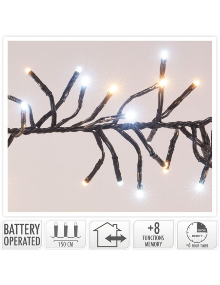 Clusterverlichting 192 led -  1.4m - two tone adorable - Batterij - Lichtfuncties - Geheugen - Timer