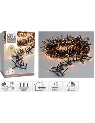 Maxi Cluster Kerstverlichting - 600 led - 9m -...