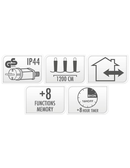 Maxi Cluster Kerstverlichting - 800 led - 12m - wit - Timer - Lichtfuncties - Geheugen - Buiten