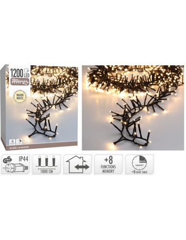 Maxi Cluster Kerstverlichting - 1200 led - 18m...