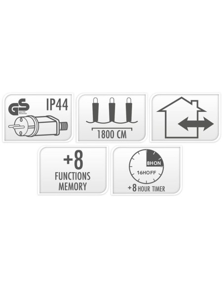 Maxi Cluster Kerstverlichting - 1200 led - 18m - warm wit - Timer - Lichtfuncties - Geheugen - Buiten