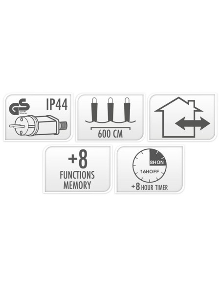 Maxi Cluster Kerstverlichting - 400 led - 6m - warm wit - Timer - Lichtfuncties - Geheugen - Buiten