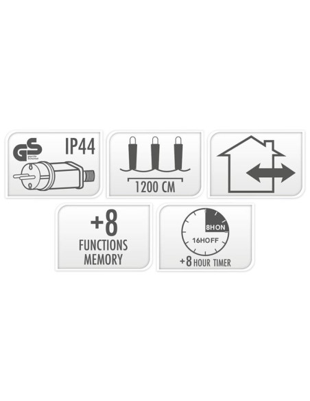 Maxi Cluster Kerstverlichting - 800 led - 12m - warm wit - Timer - Lichtfuncties - Geheugen - Buiten