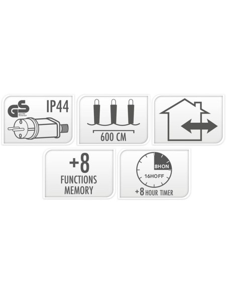 Maxi Cluster Kerstverlichting - 400 led - 6m - multicolor - Timer - Lichtfuncties - Geheugen - Buiten