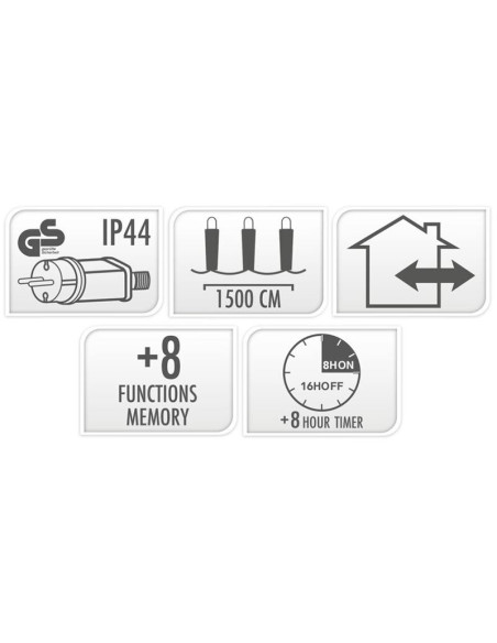 Maxi Cluster Kerstverlichting - 1000 led - 15m - multicolor - Timer - Lichtfuncties - Geheugen - Buiten