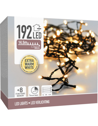 Kerstverlichting 192 led - 14.5m - extra warm...