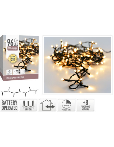 Kerstverlichting 96 led - 7m - extra warm wit -...