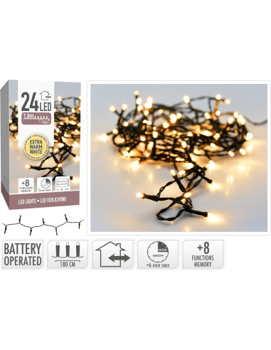 Kerstverlichting 24 led - 1.80m - extra warm...