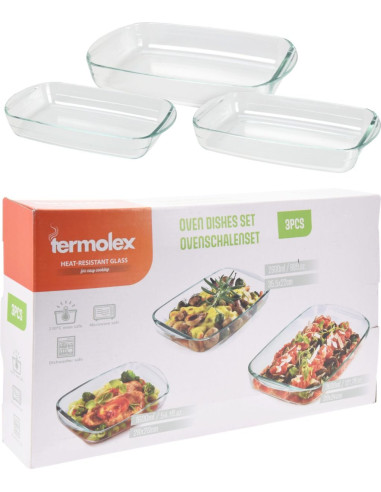 Ovenschalen Set - 3-delig - 1.6L -2.6L - 3.6L -...