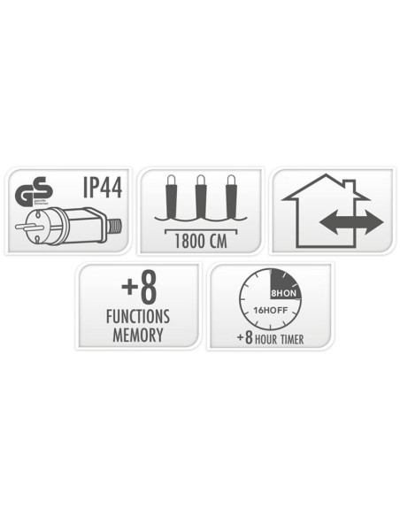 Maxi Cluster Kerstverlichting - 1200 led - 18m - extra warm wit - Timer - Lichtfuncties - Geheugen - Buiten