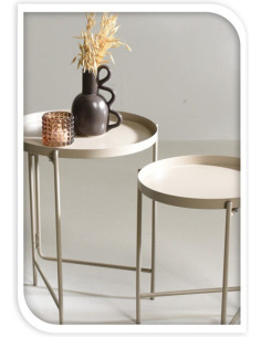 Bijzettafels Taupe - set van 2 - D31xH38 cm en D36xH45 cm 2