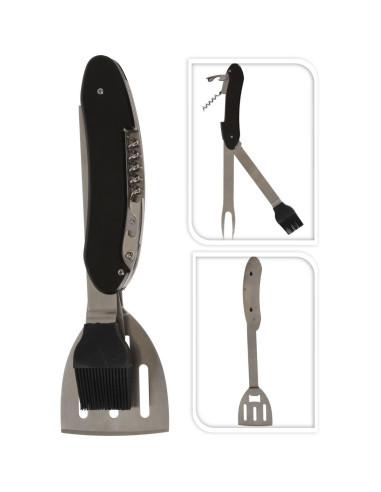 Barbecue Multitool RVS zwart - 5-in-1 multi...
