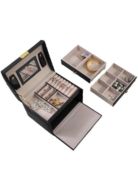 Ceruzo Sieradendoos met Spiegel - Juwelenkistje - zwart